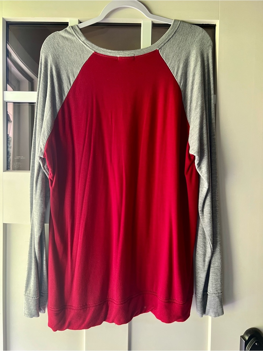 Maurices Red & Gray Raglan 'Get Your Jingle On' Long Sleeve Christmas Shirt XXL - Picture 3 of 4